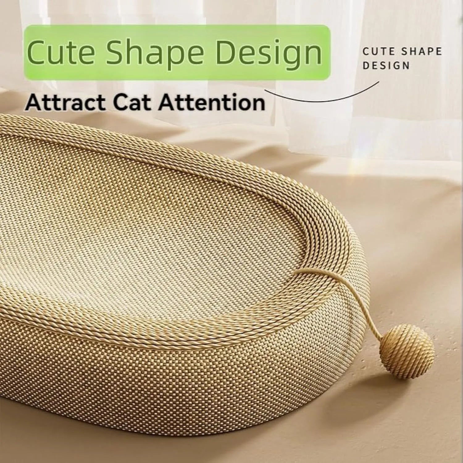Large rectangular sisal cat scratching board with a raised lounge pad on top