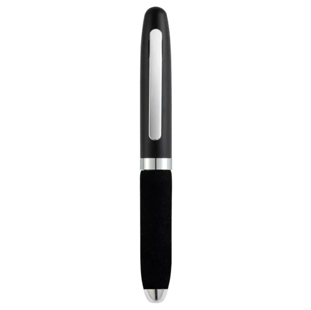 EVA metal cap mini ballpoint pen with 1.0mm bullet tip, shown next to a ruler showing 112mm length.