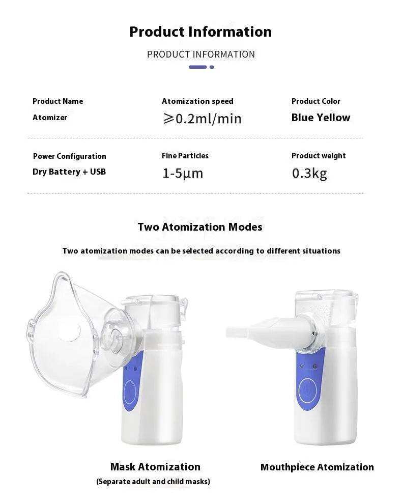 Household USB handheld nebuliser spray machine with columnar plastic design