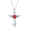 Copper cross stethoscope necklace with wings charm in white diamond or red diamond electroplated finish