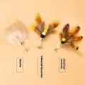 Three steel wire flying insect replacement heads for cat wand toys with assorted colour patterns