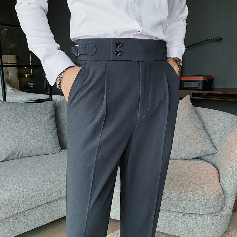 Straight-leg casual trousers in polyester fabric available in multiple solid colours with Asian sizing