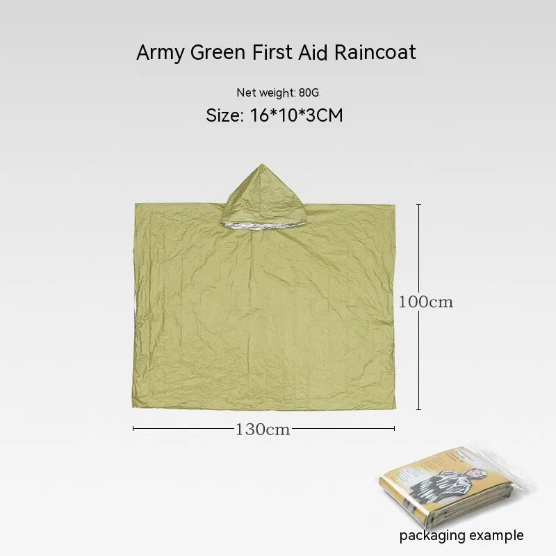 Portable orange disaster relief tent with sleeping bag and emergency blanket accessories