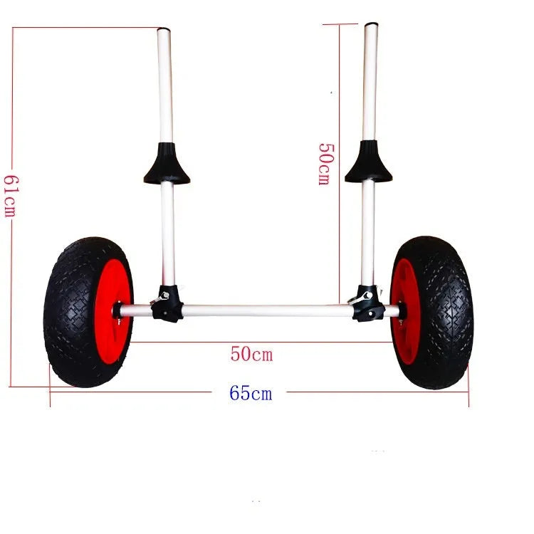 Foldable aluminium kayak beach trailer with plug-in pole platform for open kayaks