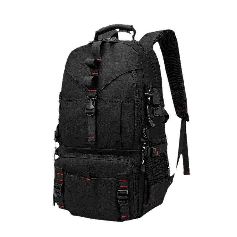 Men's waterproof Oxford cloth hiking backpack with air pillow belt system in camouflage black colour