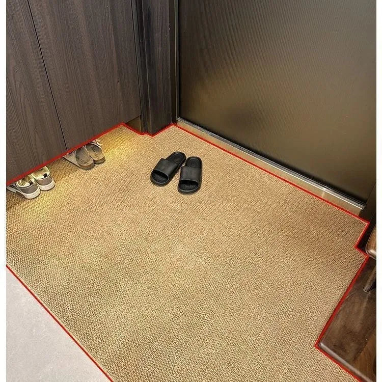 Thickened wear-resistant woven floor mat in camel polypropylene fibre, available in multiple sizes for home entrance use