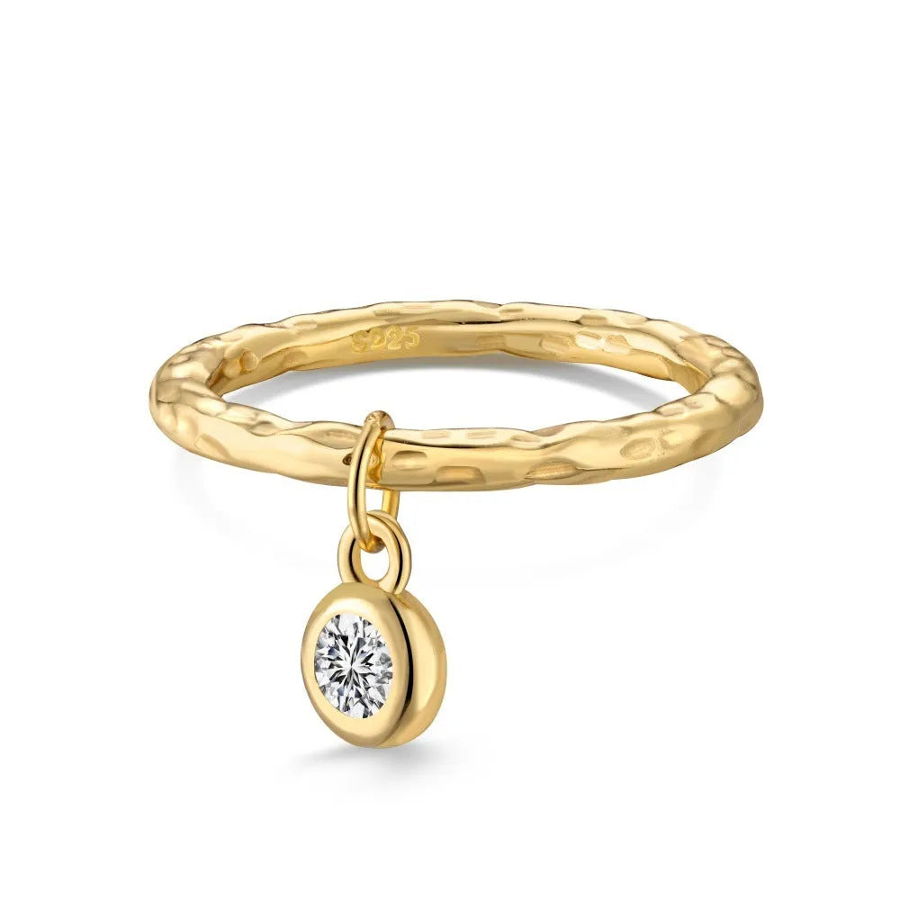Women's silver ring with pleated texture in electroplated gold finish, available in sizes No 6 to No 8