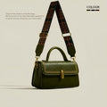 Brown retro messenger bag with sandwich pocket design and square vertical shape