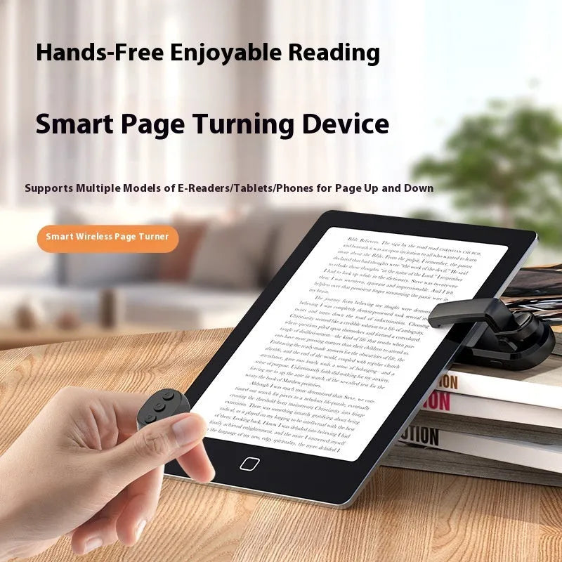 Wireless page turner remote with clicker in black, white, or pink ABS plastic housing