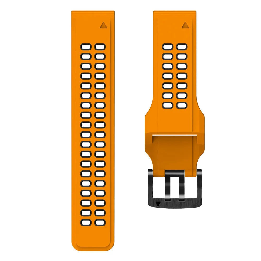 Quick-release double-row hole two-colour silicone watch strap with pin buckle