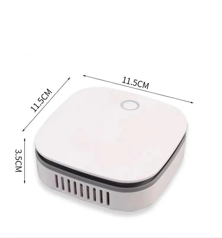 White USB-powered air purifier for cars and small rooms with ozone negative ion sterilisation.
