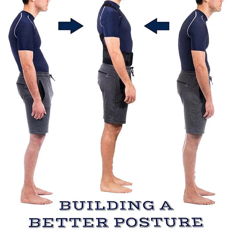 Kyphotone back posture corrector shoulder straight strap black waist support belt