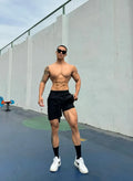 Men's ice silk quick-drying double-layer quarter shorts in multiple colour options