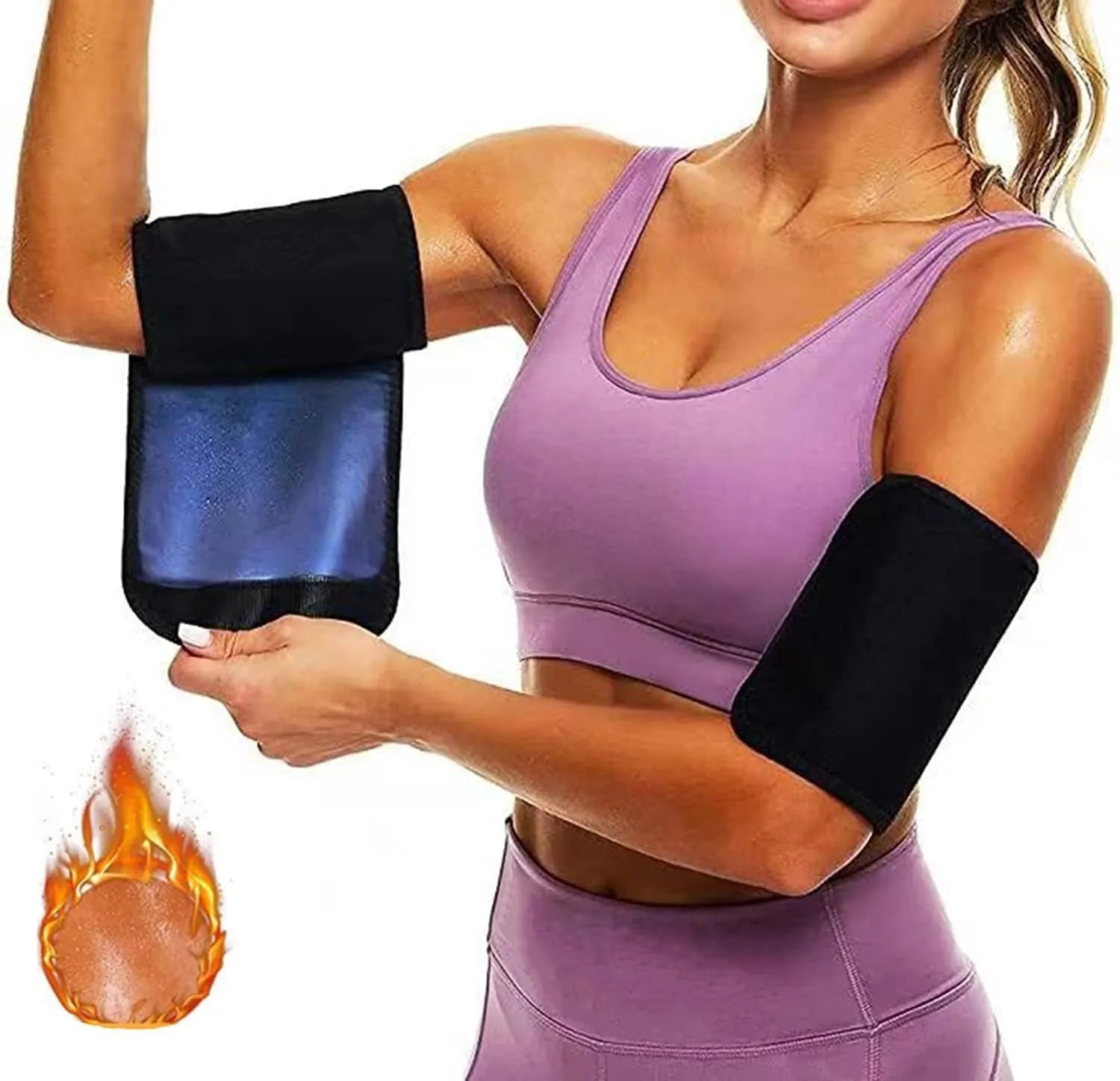 Arm band sports sweatband shown in blue, silver, black and yellow, and black and red colour options.