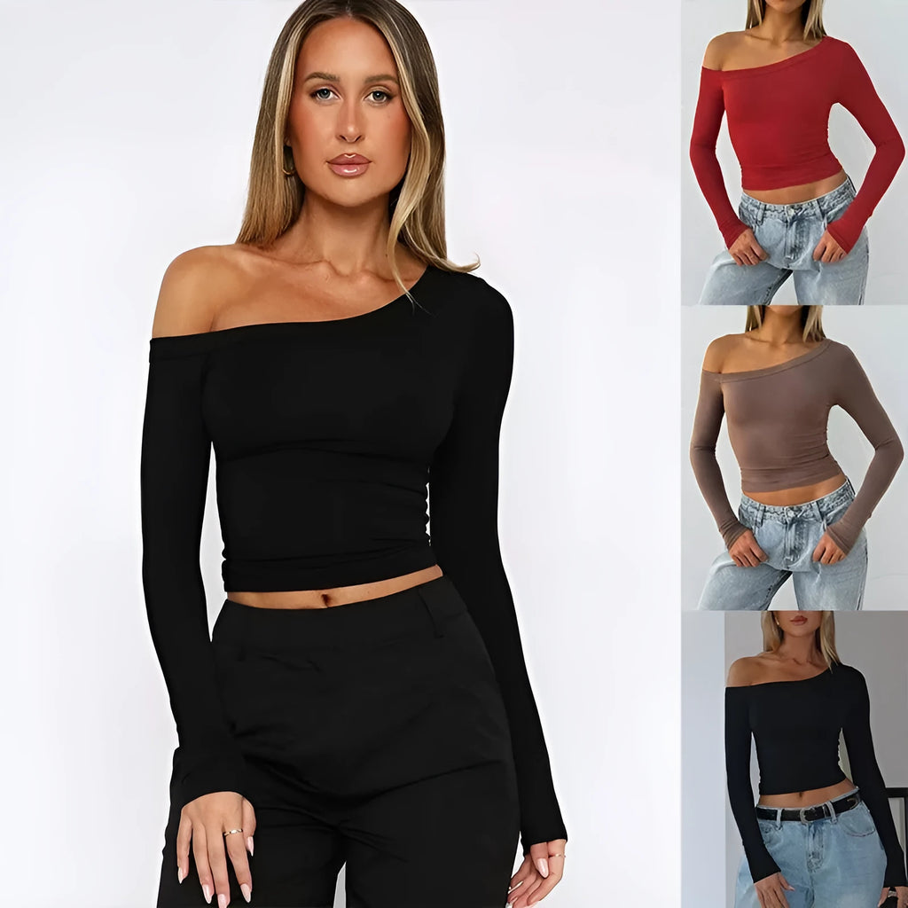 Women's slim-fit pure colour knitted cardigan with long sleeves and cross shoulder strap detail