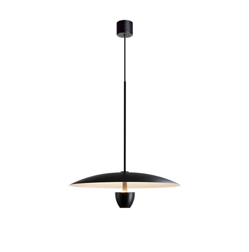 Black Nordic minimalist ceiling chandelier with warm white lighting