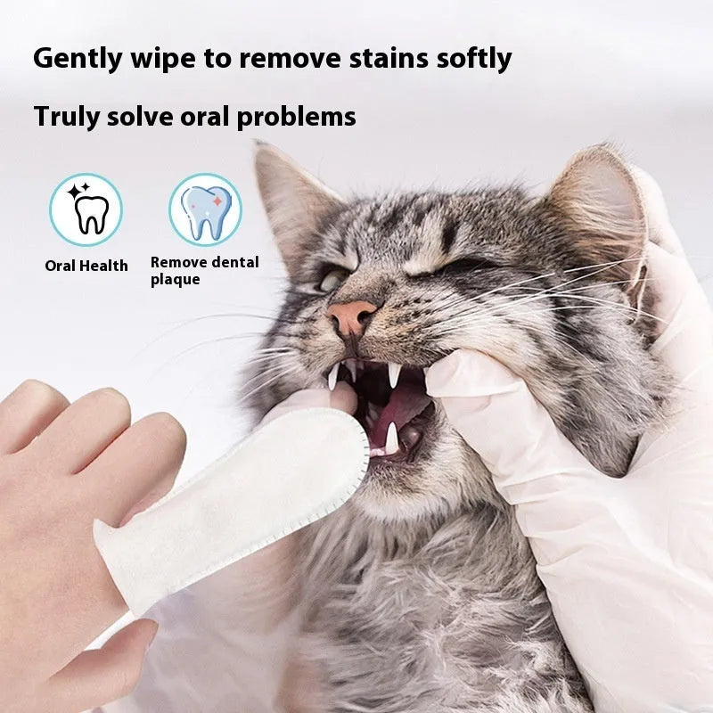 50-piece pack of pet dental finger stalls for cleaning cat and dog teeth