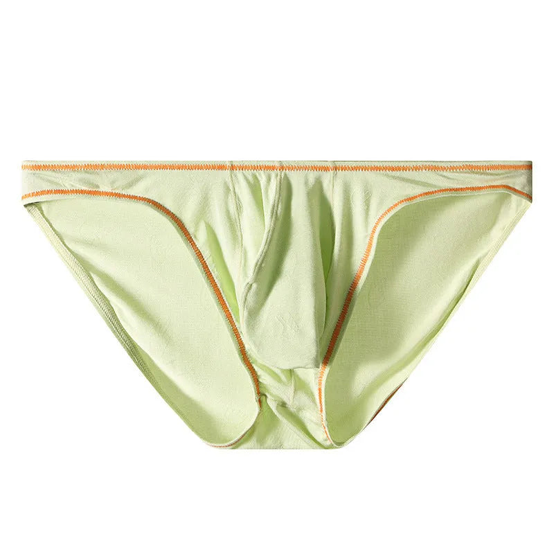 Men's modal fabric underwear with butt-lift design in dark grey, shown flat.