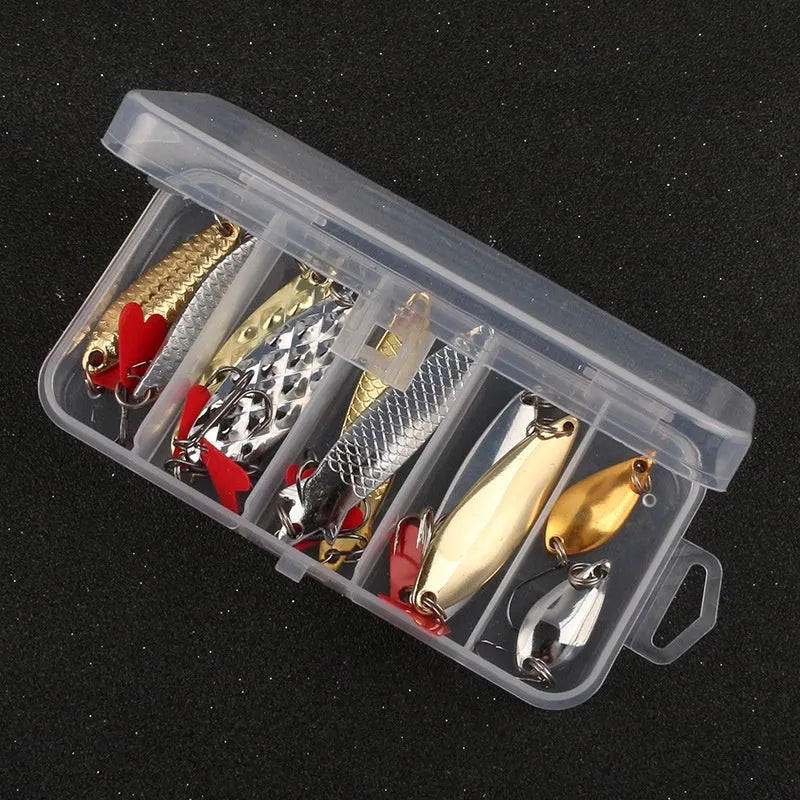 Pineapple sequin fishing lure box set with metal sequins in gold and silver colours