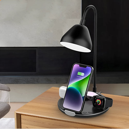 Black and white magnetic folding wireless charger showing compact folded dimensions