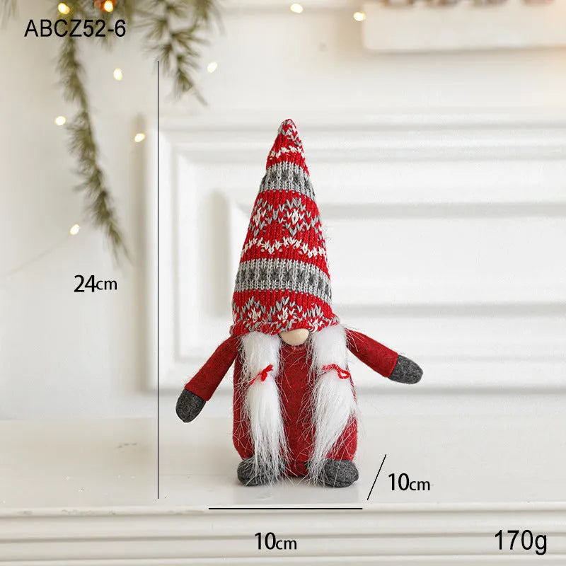 Cloth Christmas ornament faceless Rudolf reindeer doll in red clothing