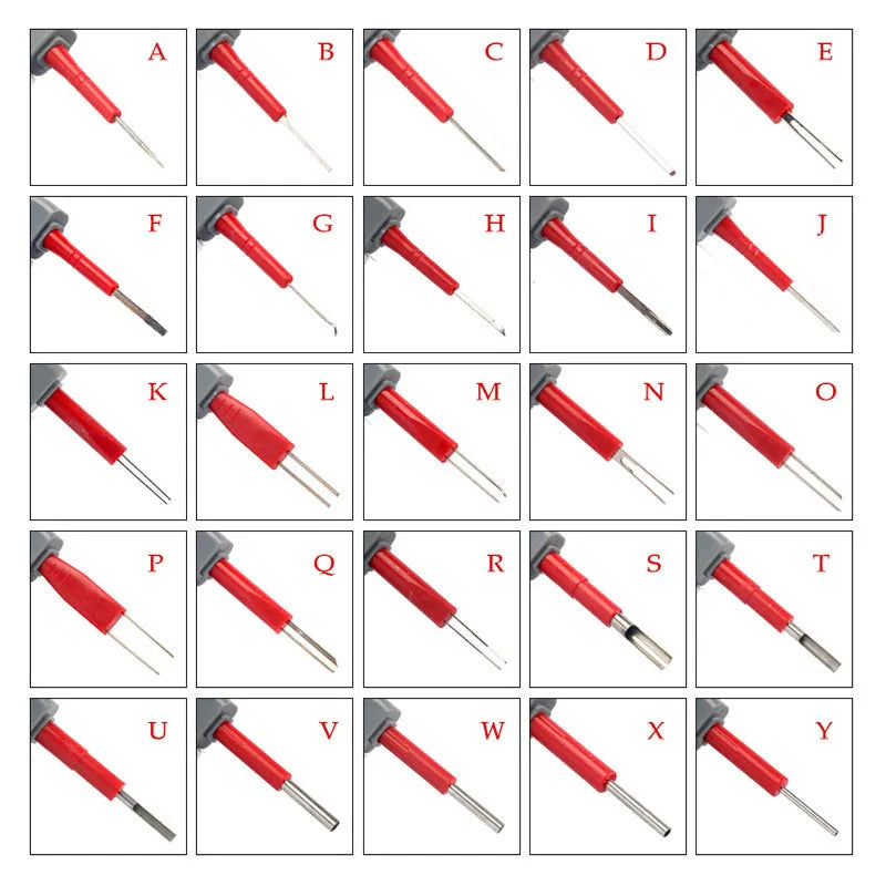 25-piece car terminal removal needle tool set in storage case for automotive electrical connector disassembly