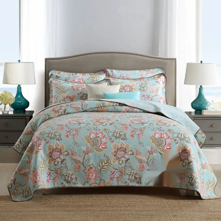 Pure cotton bedspread three-piece set with geometric pattern for 1.8 metre bed