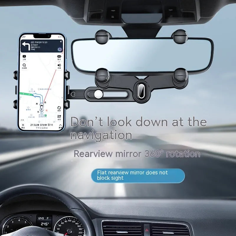 Car rearview mirror bracket ABS universal phone holder with clip-on and folding rod style