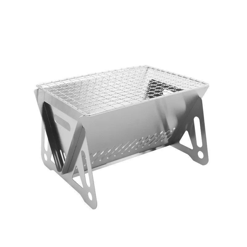 Large stainless steel folding barbecue oven with grill rack and storage bag for outdoor cooking