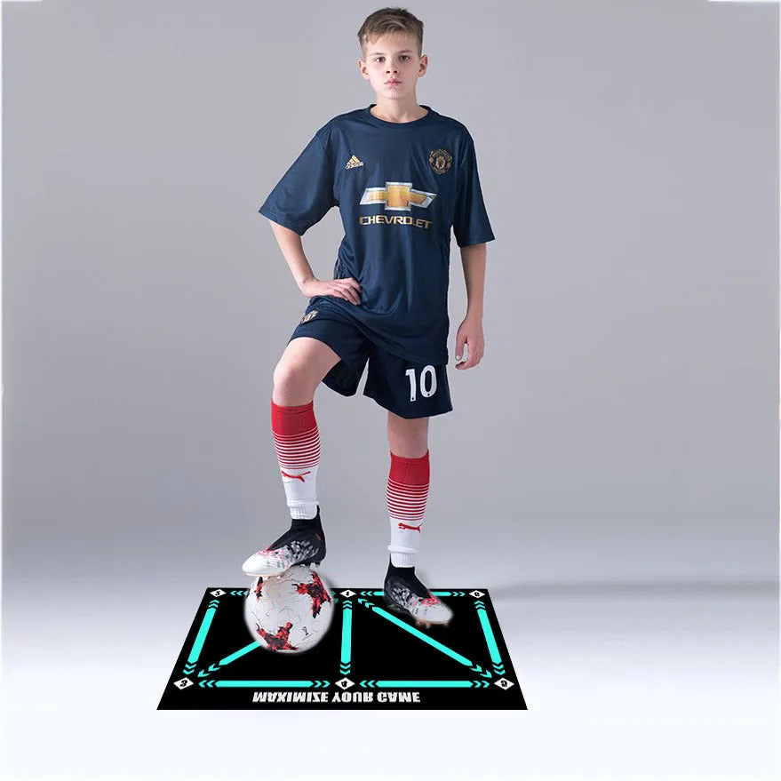 Football training mat in cushion colour for indoor skill practice with rubber construction