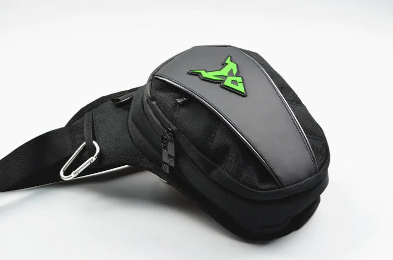 Red 0105MC motorcycle crossbody leg bag made of 1200D Oxford cloth showing front and side.