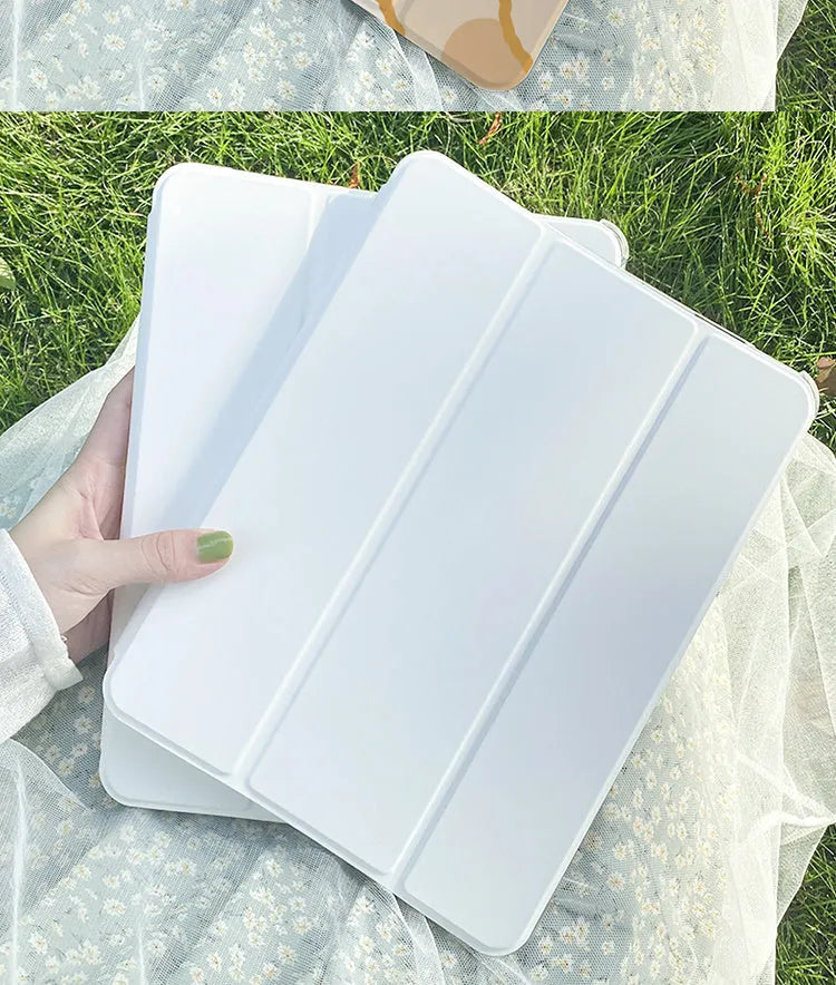 Flat silicone tri-fold protective case for iPad with cartoon rabbit design