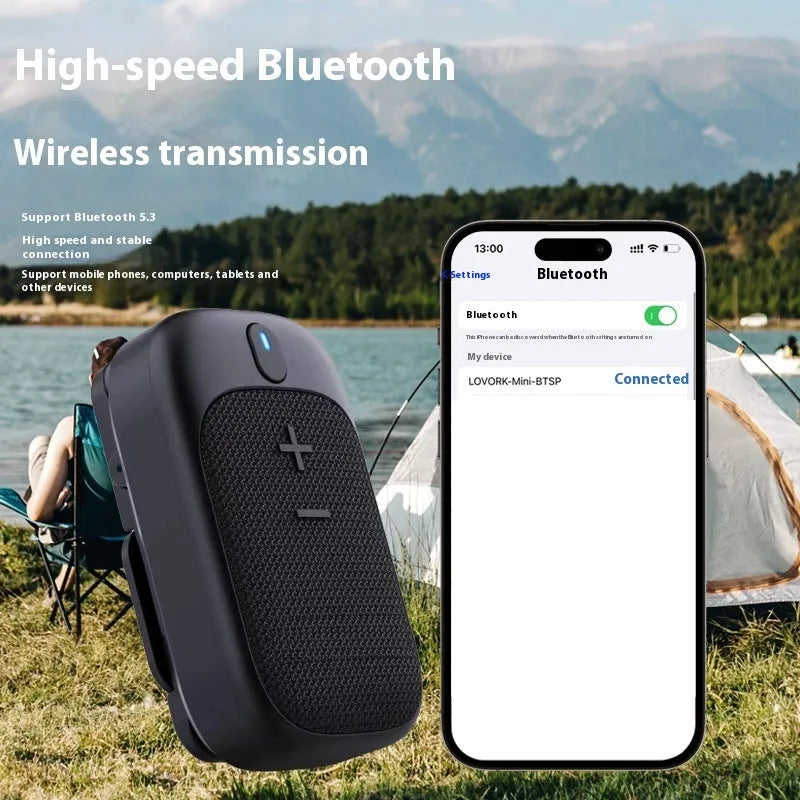 Lewoke Wireless Bluetooth Hiking Speaker mini portable outdoor camping running subwoofer in black