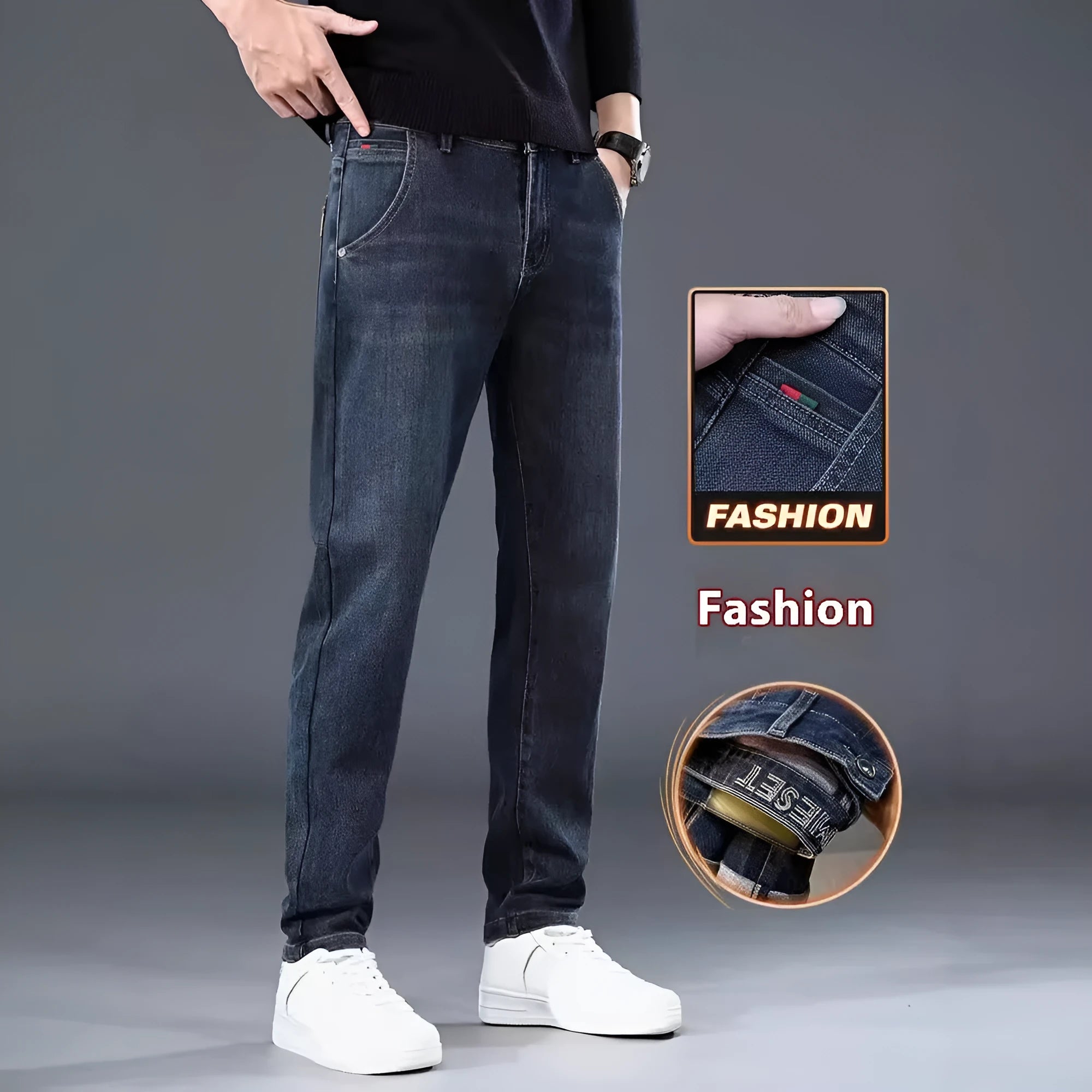 Blue grey slim straight casual trousers with mid waist design and pencil leggings style