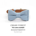 Small and medium dog neck bow collar in blue with rope and chain ring