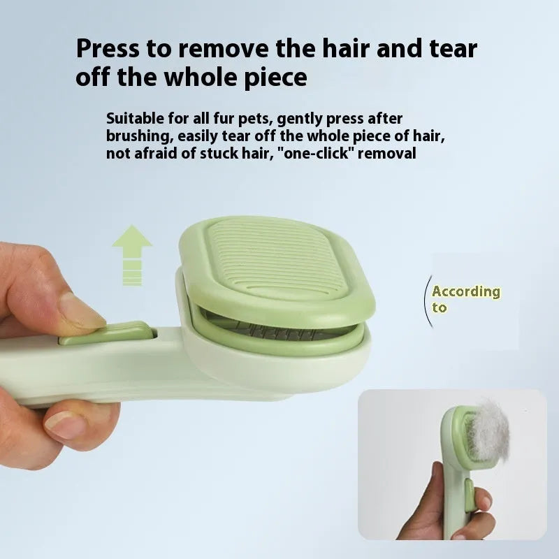 Large pet hair removal comb with stainless steel blades in light grey colour