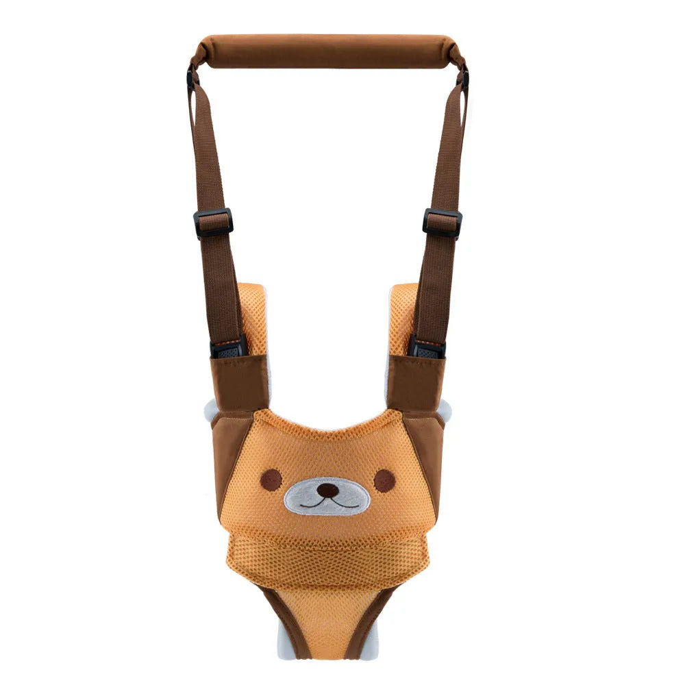 Cotton baby walking harness belt for toddlers in blue colour, showing adjustable straps and chest panel.