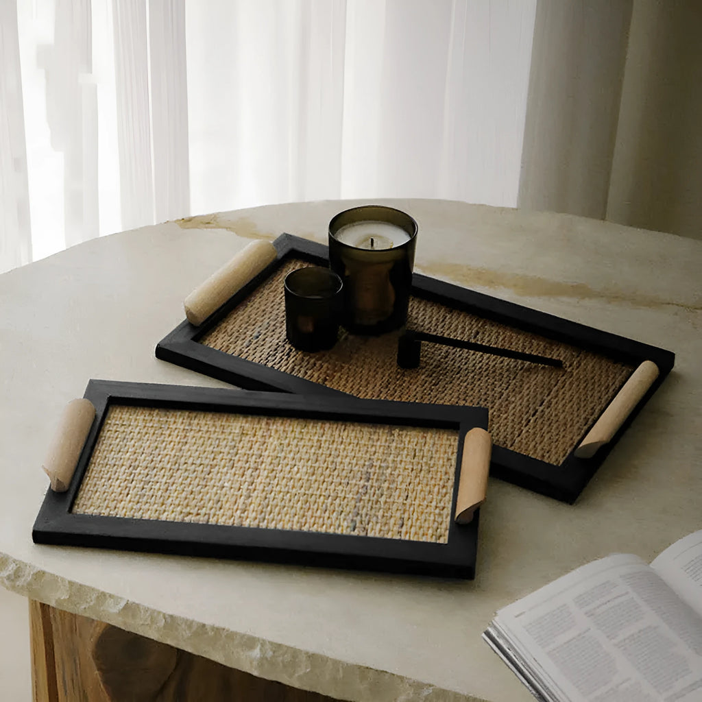Pine wood dining tray with compartment design for tea room serving