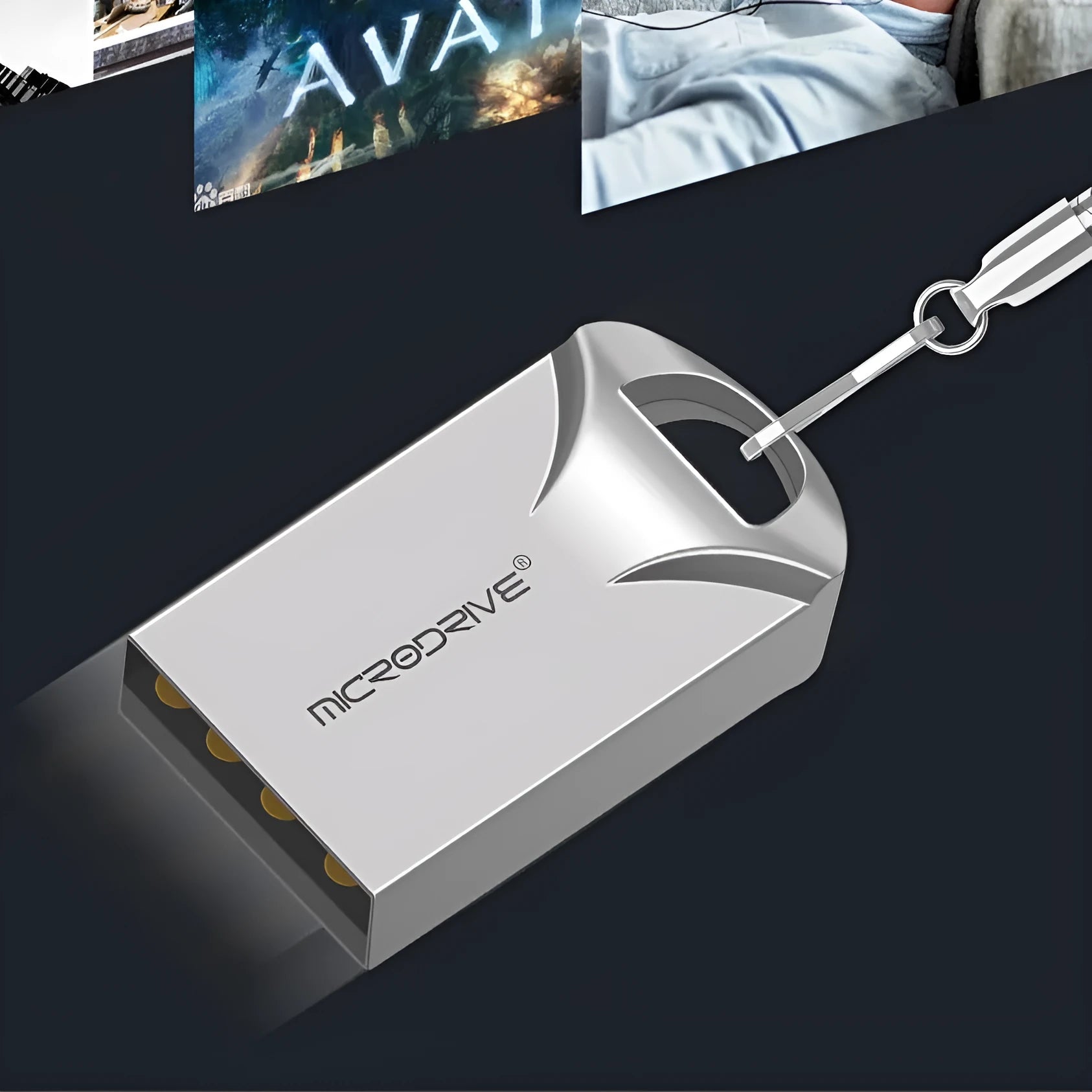 Mini black and silver metal USB flash drive with compact 23mm design