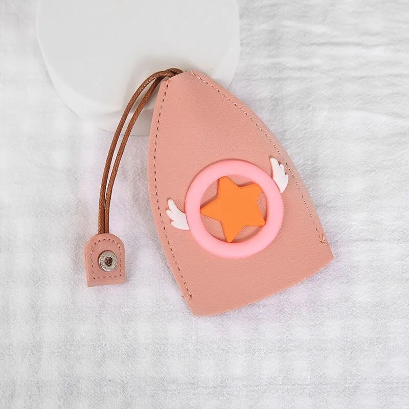 Cartoon design pull-out key case for car keys in PU leather.