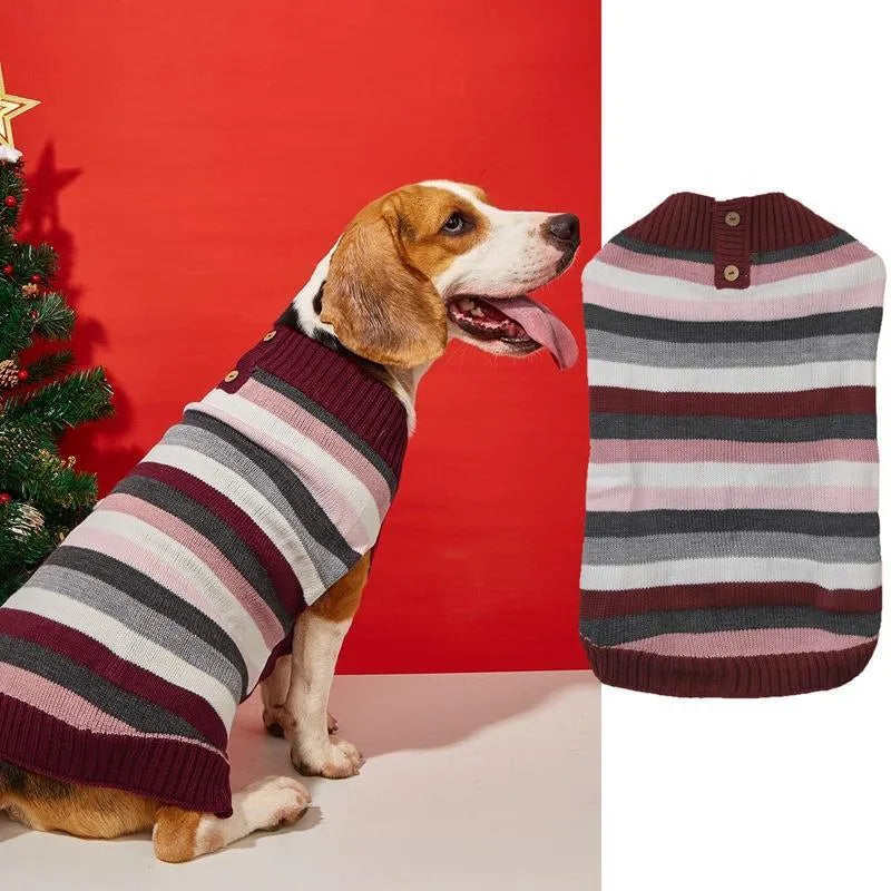 Grey dog sweater with contrast horizontal zipper and button pocket on a small dog