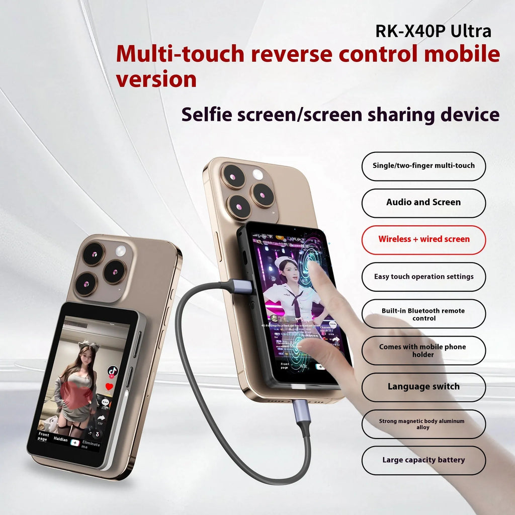 4-inch touch screen magnetic suction monitor for mobile phone in black