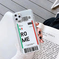 Ticket phone case TPU silicone back cover graffiti style for iPhone in light yellow