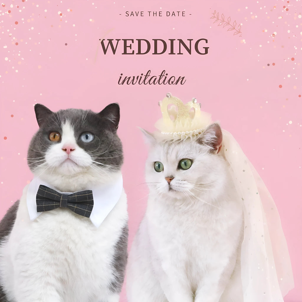 Princess crown headdress for a cat with a beige veil, pet costume accessory