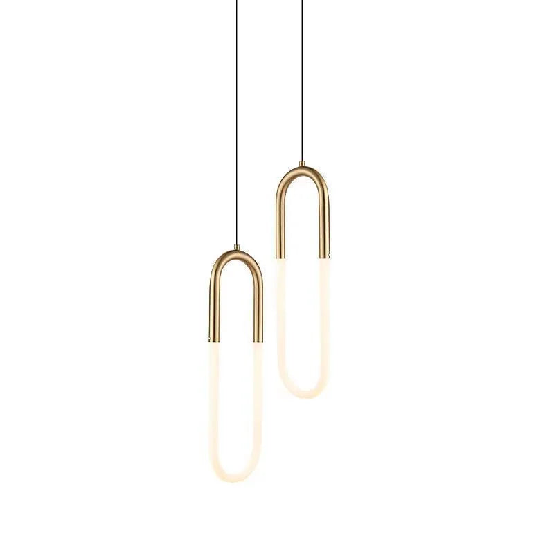 Nordic minimalist U-shaped bedside chandelier with compact 20cm diameter and tri-colour dimming
