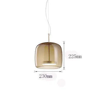 Glass ceiling chandelier with LED warm light in Cognac finish for living room or bedroom, 5-10sqm coverage area