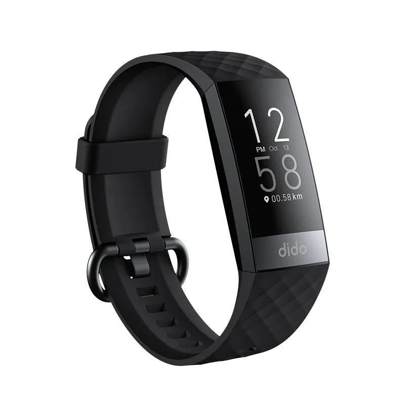 Y6 Black smart bracelet with 1.1-inch screen showing health metrics on wrist
