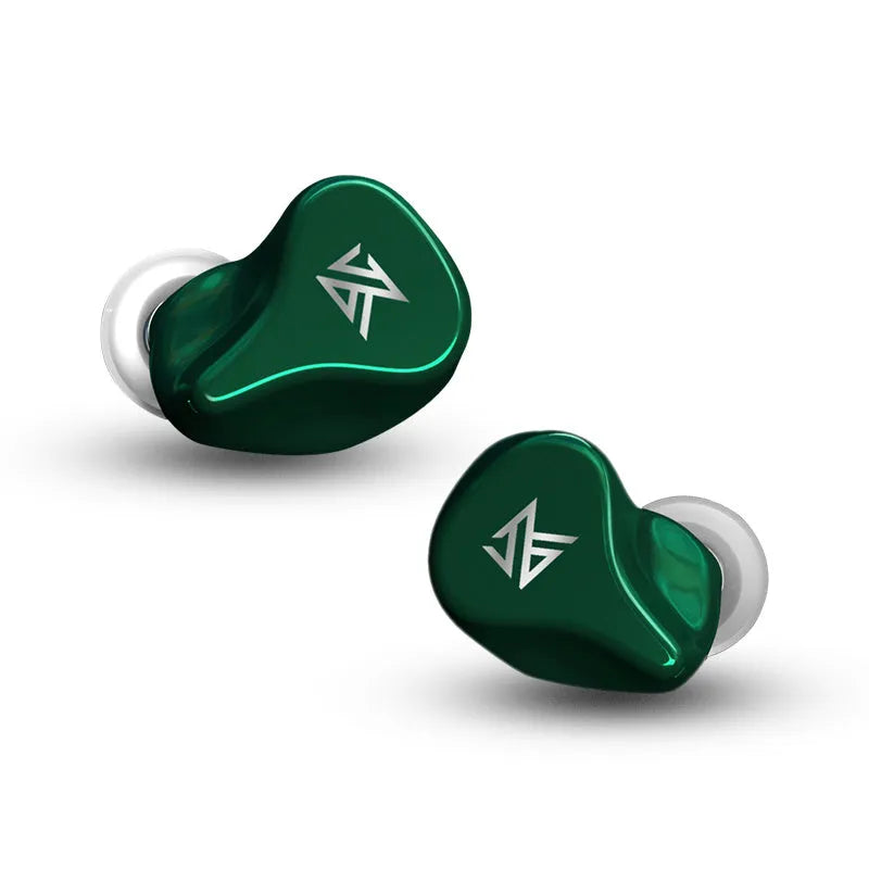 Z1 wireless Bluetooth in-ear headphones in black and green colour options on a white background.
