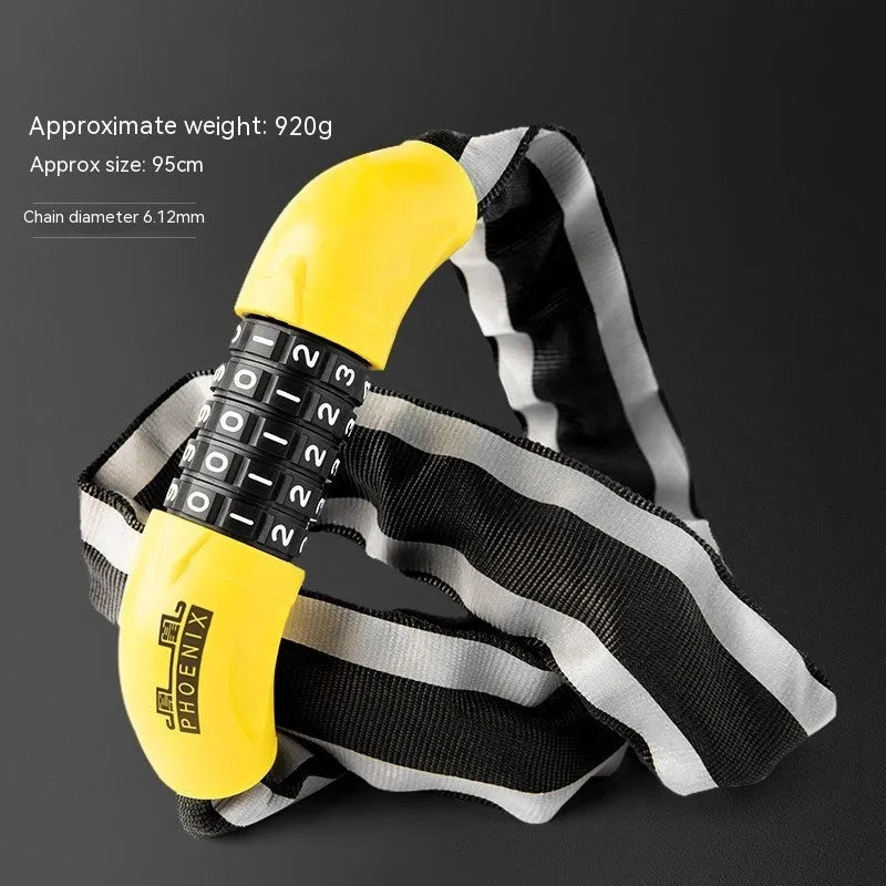 95cm black zinc alloy bicycle chain lock with anti-hydraulic shear design for mountain bike security