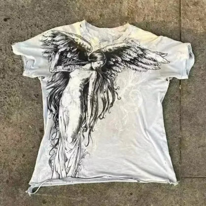 Men's gothic cartoon print short sleeve t-shirt in polyester fibre fabric, colour HQ929